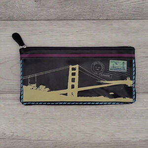 San‎ Francisco Bridge Envelope Faux Leather Zippered Multi Pocket Clutch